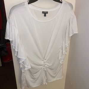 Express White Ruffle Top Size Medium